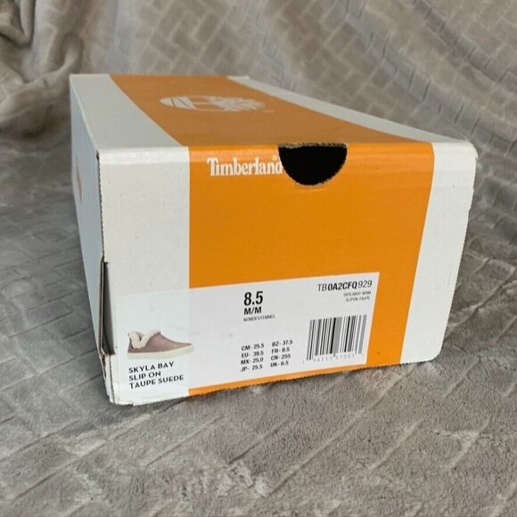 Timberland Women 8.5 Slip On Sneakers Taupe Beige Suede Skyla Bay Faux Fur Lined - Picture 10 of 10